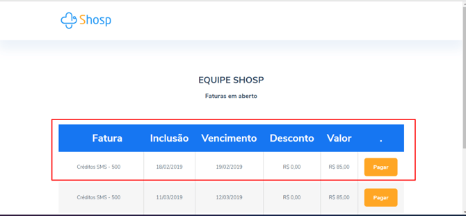 Como acessar as faturas do Shosp - img 2