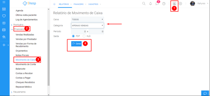 Como retirar o Relatório de Movimento de Caixa- img 1
