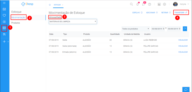 Como transferir produtos de um almoxarifado para outro - img 1