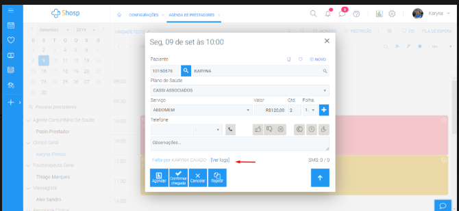 Como utilizar as Funções Desmarcar, Faltar e Cancelar -10
