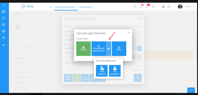 Como utilizar as Funções Desmarcar, Faltar e Cancelar -2