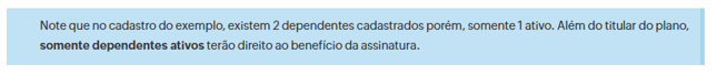 Como utilizar o cadastro de dependentes no plano de assinaturas - obs 1