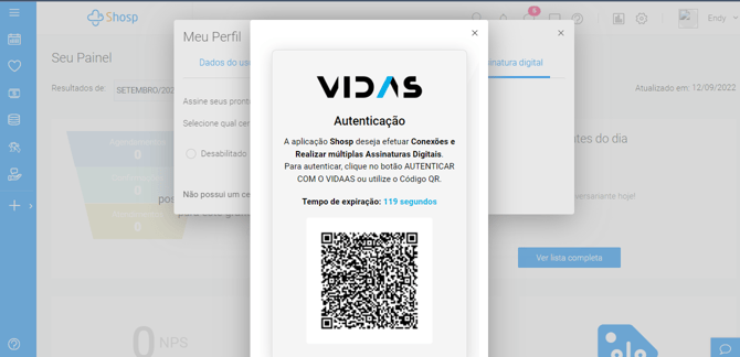 Imagem 1 - autenticação Vidaas