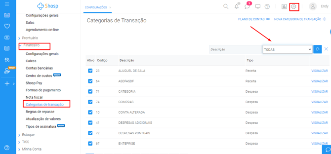 Imagem 1 - categorias de transação