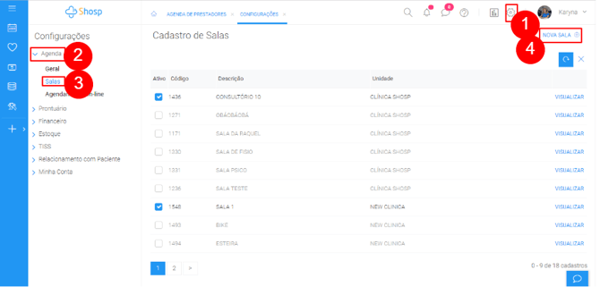 Imagem 1 - como cadastrar sala 1