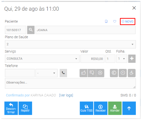 Imagem 3 - campo obrigatório na guia TISS