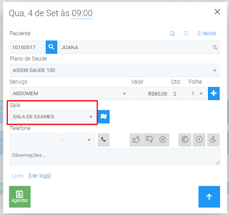 Imagem 3 - opção agendamento
