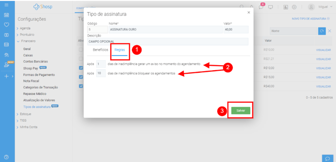 Imagem 4 - regras de controle de inadimplência