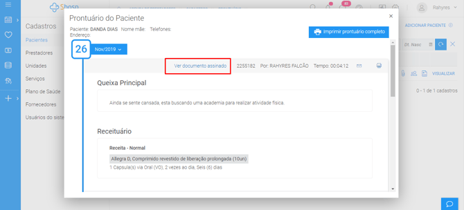 Imagem 5 - Prontuário antigo assinado