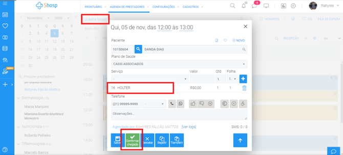 Imagem 5 - configurar chegada do paciente