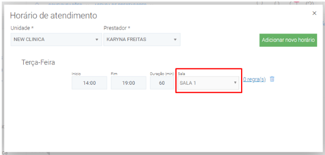 Imagem 5 - opção horário de agendamento