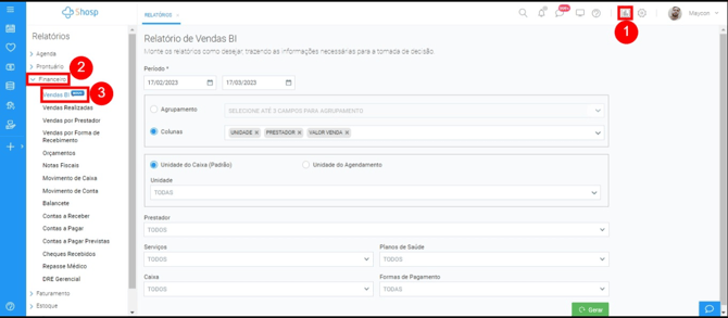 Relatorios de vendas BI